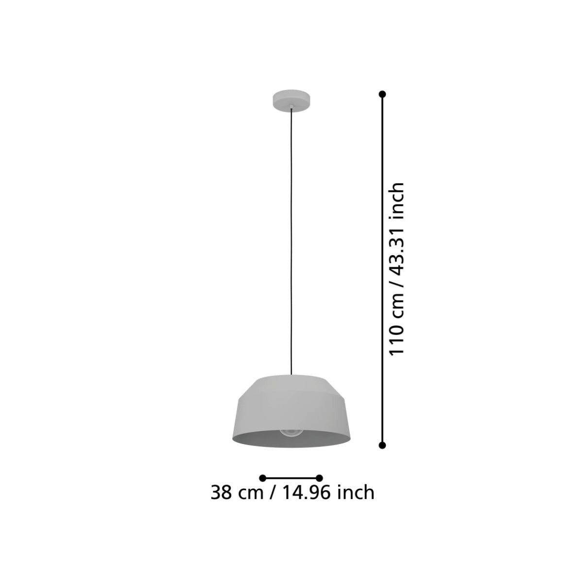 CONTRISA PENDANT LIGHT 1X40W E27 GREY 380MM 900379N