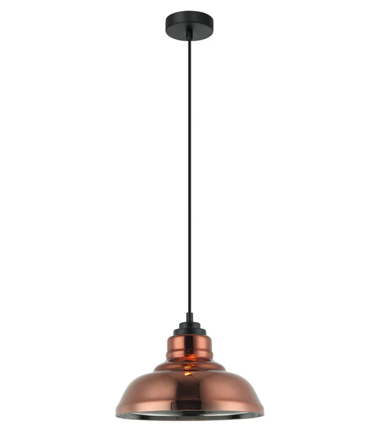  PENDANT ES 72W Copper coloured Glass with Silver internal Dble Dome WTY LAMINA4 CLA Lighting 