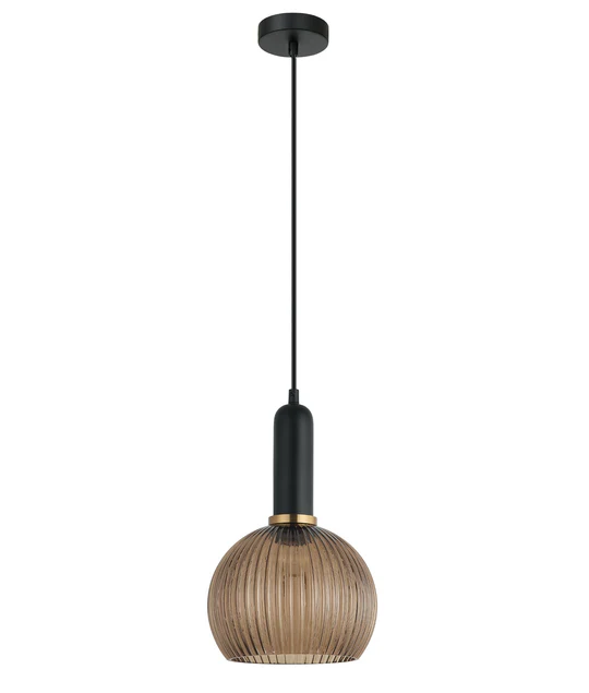 VINTAJ Amber Wine Glass Shape Ribbed Glass Pendant Lights VINTAJ3