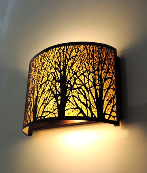 WALL INTERNAL SES x 2 60W Curved Aged Bronze with Amber Lining AUTUMN03W Cla lIghting