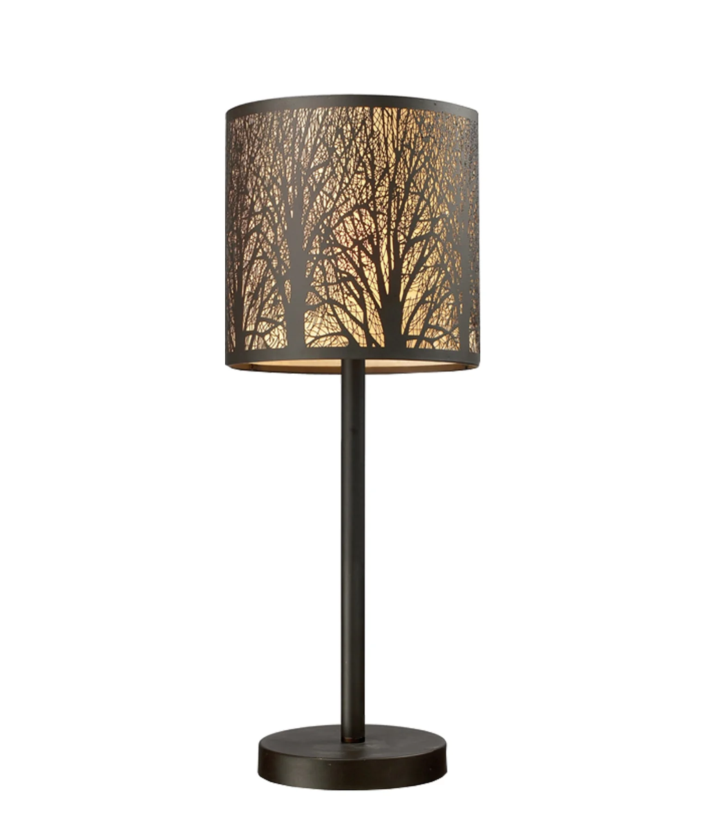 AUTUMN: Round Aged Bronze with Amber Lining Table Lamp- AUTUMN04TL