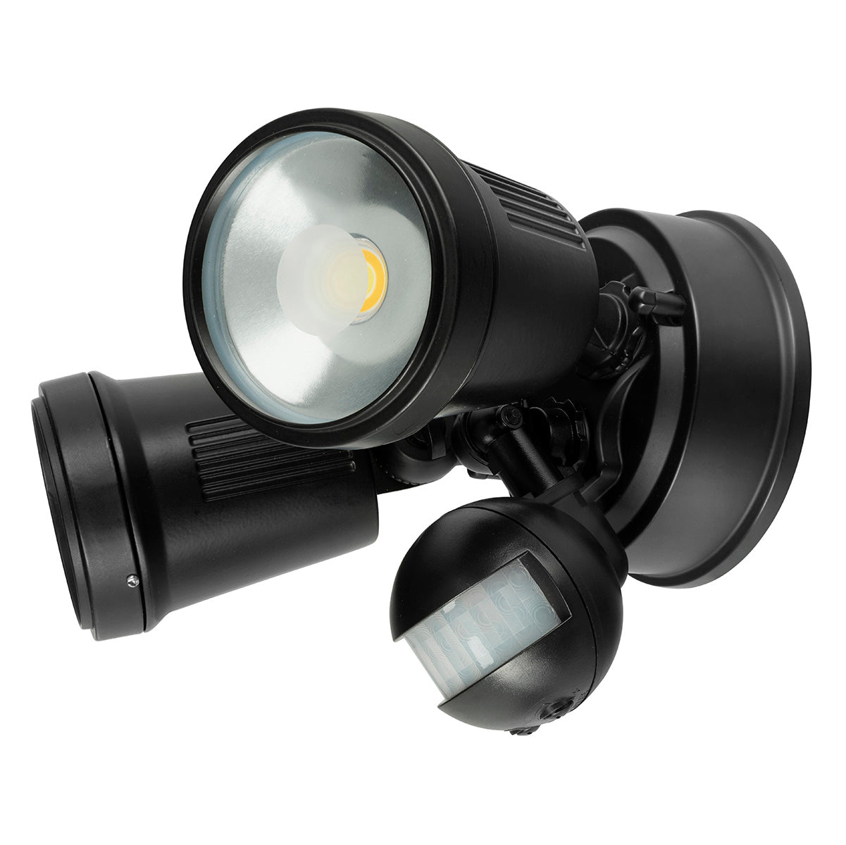 HUNTER TRIO 2 LIGHT CCT LED FLOODLIGHT WITH SENSOR BLACK - 20625/06