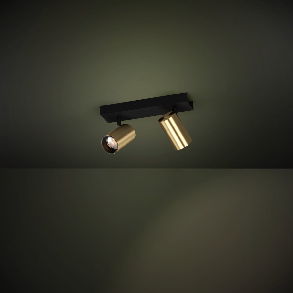 CUMARIBO SPOT 2X5W GU10 LED 4000K BLACK WITH BRASS MATT FIXTURE  390083N
