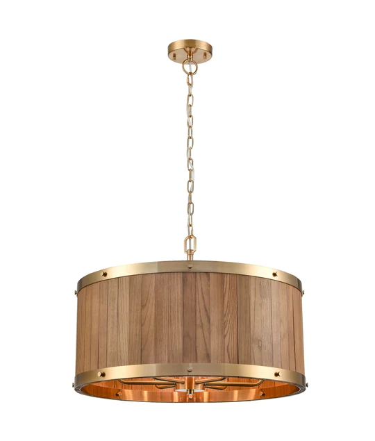 BARRIQUE: Retro Interior Large Drum Wood Pendant Lights- BARRIQUE1