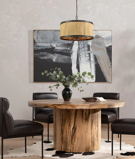 BARRIQUE: Retro Interior Large Drum Wood Pendant Lights- BARRIQUE2