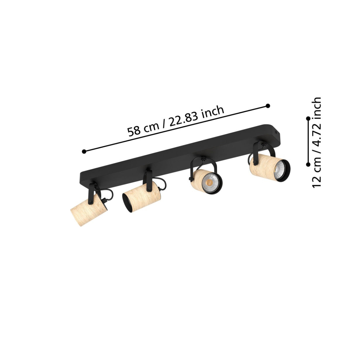 CAYUCA SP 4X5W GU10 LED 4000K BLK/WOOD 900438N