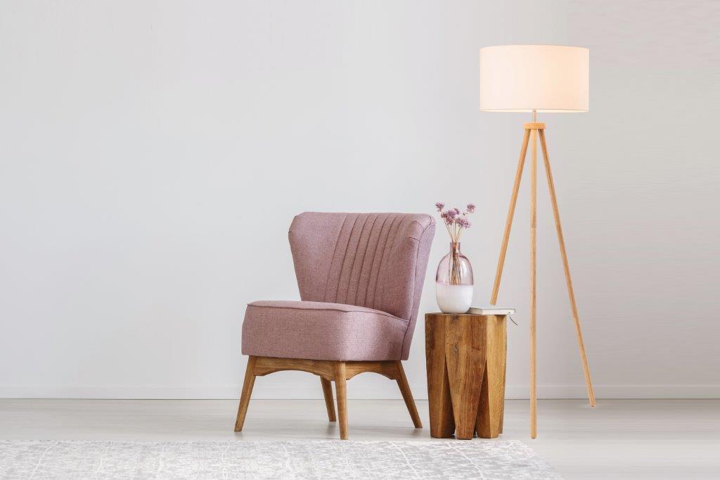 Mercator Briar Wood Floor Lamp with White Fabric Shade - MFL014