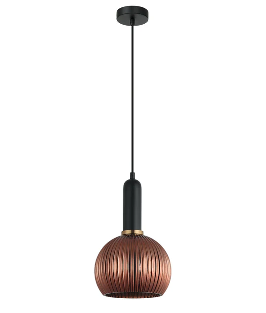VINTAJ Copper Wine Glass Shape Ribbed Glass Pendant Lights VINTAJ4