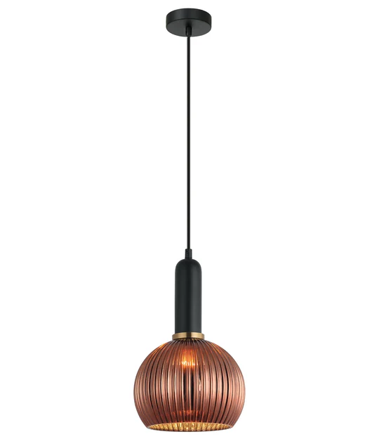 VINTAJ Copper Wine Glass Shape Ribbed Glass Pendant Lights VINTAJ4
