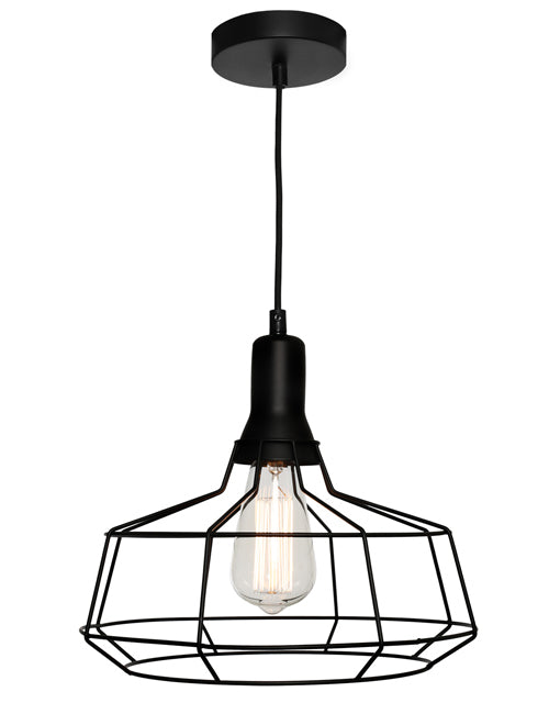 Cage 1lt Pendant Large Black CAGE1PLGE Cougar Lighting