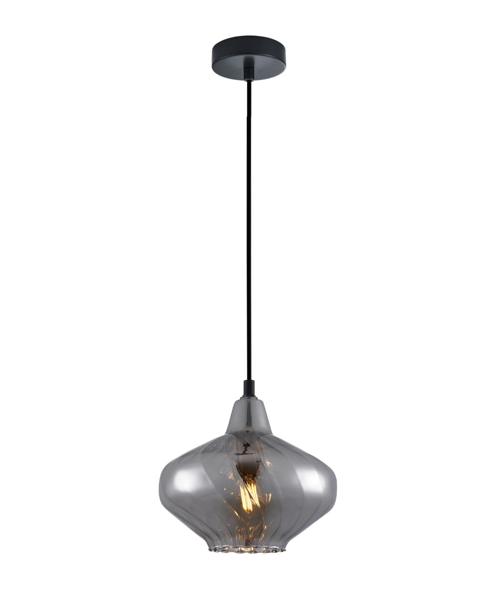 CAMPANA: Interior Wine Glass Shape Ribbed Pendant Lights  Mirror Finish Smokey Black CAMPANA2