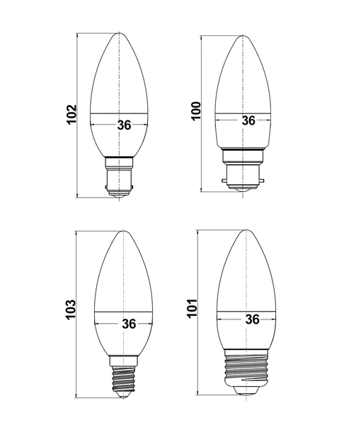 CLA LIGHTING 3W Candle LED GLOBE ES WW 3000K CAN24