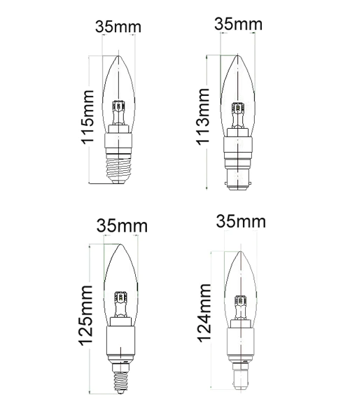 CLA LIGHTING 4W Candle LED GLOBE FROSTED SBC NW 5000K CAN16