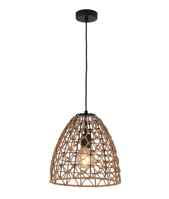 CANAMO Hemp Rope & Black Hardware Ellipse Pendant Light- CANAMO1