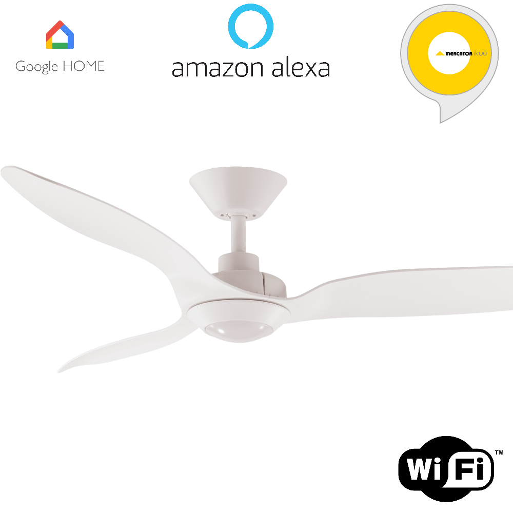 Mercator Ikuü Casa DC Ceiling Fan with CCT LED Light & Remote – White 52″