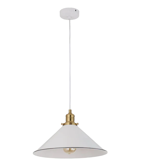 CEREMA: Interior White with Antique Brass & Black Highlight Coolie Pendant Light- CEREMA3