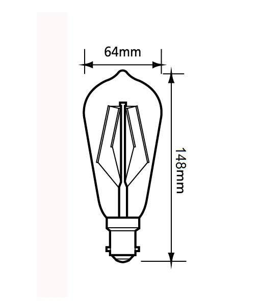 ST64 Pear Shape LED Filament Dimmable Globes Clear Diffuser (8W)- CF27DIM
