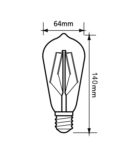 ST64 Pear Shape LED Filament Dimmable Globes Clear Diffuser (8W)- CF29DIM