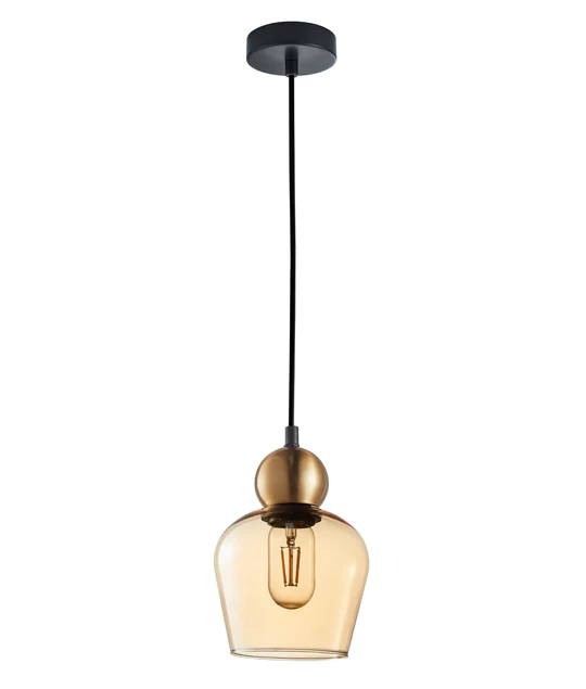 CHAMPAN Bronze Amber Glass Ellipse Pendant Lights-CHAMPAN1