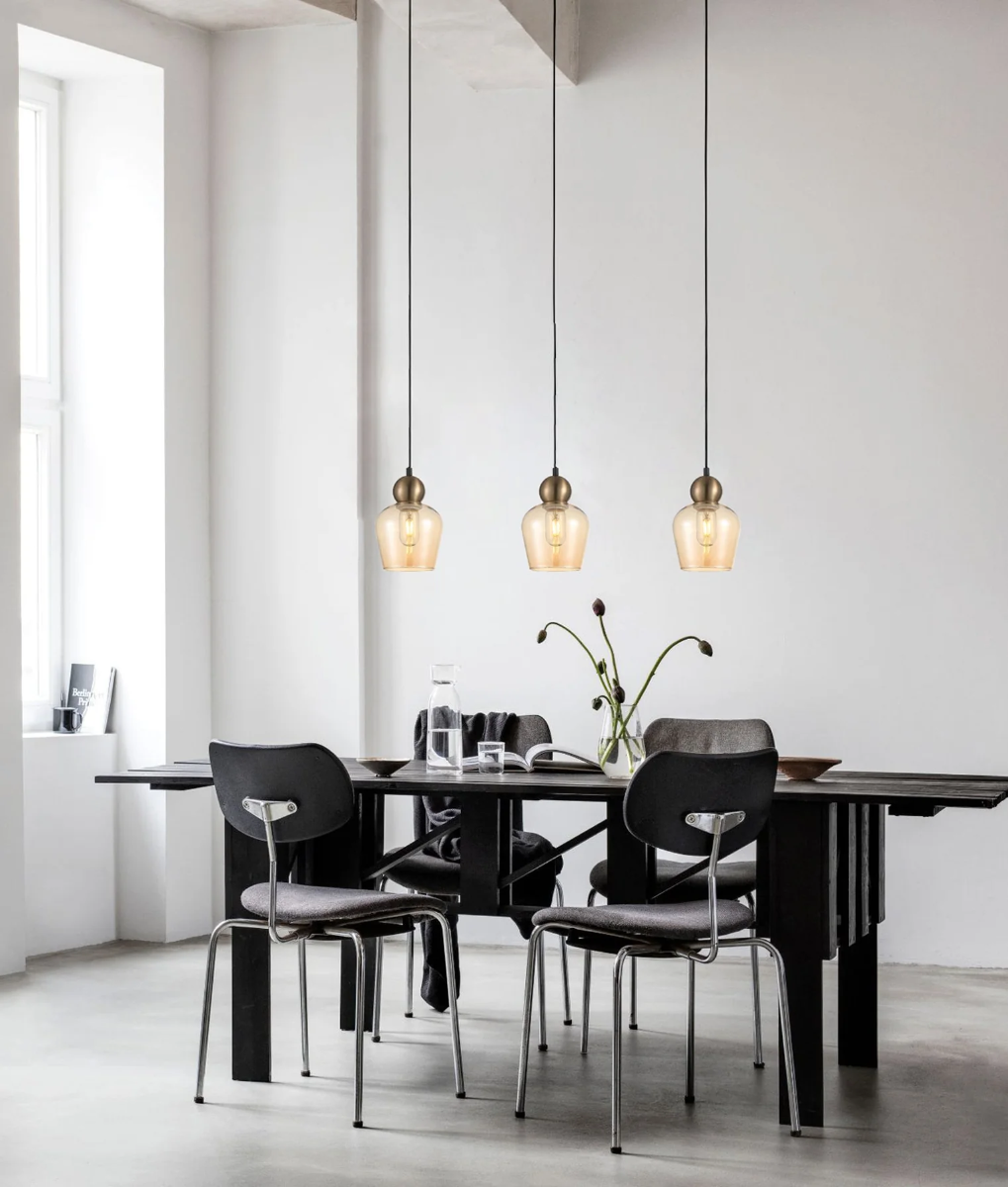 CHAMPAN Bronze Amber Glass Ellipse Pendant Lights-CHAMPAN1