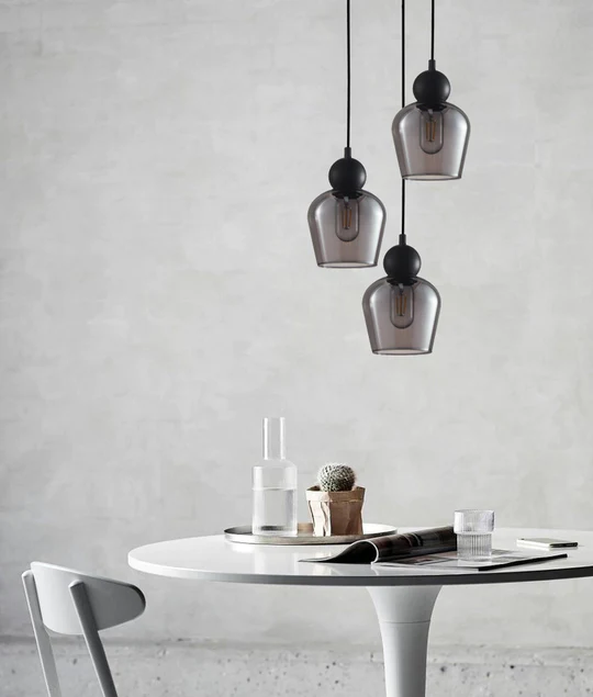 CHAMPAN Bronze Amber Ellipse Multiple Round Base Pendant 3 Lights-CHAMPAN1X3R