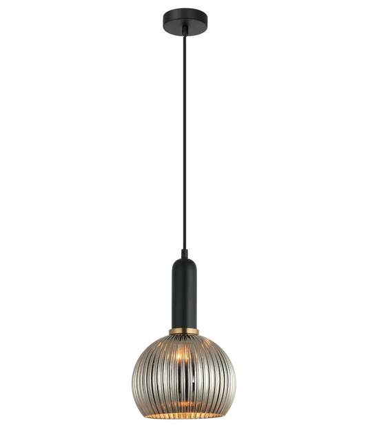 VINTAJ Chrome Wine Glass Shape Ribbed Glass Pendant Lights VINTAJ5