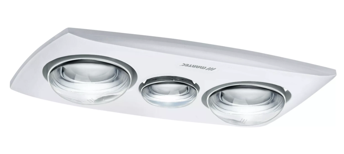 White Martec Contour 2 Bathroom 3 In 1 Exhaust Fan With Light
