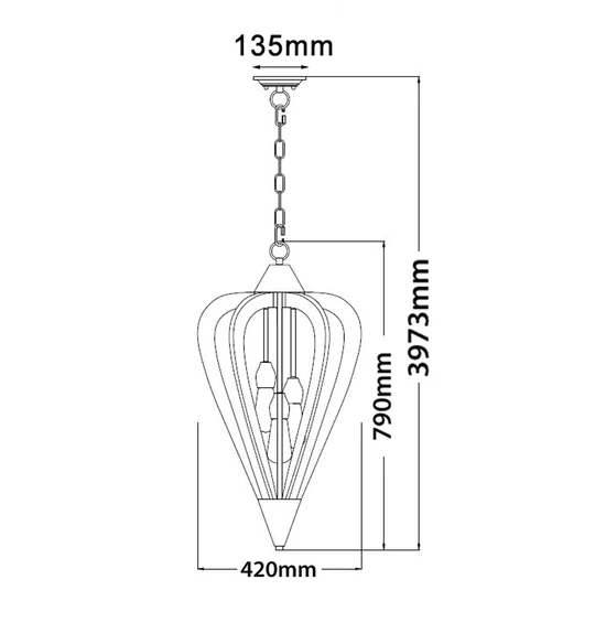 PENDANT ES x 3 (Max 60W HAL) Polished Nickel & Winter Moss Wood  SENORITA5 Cla Lighting