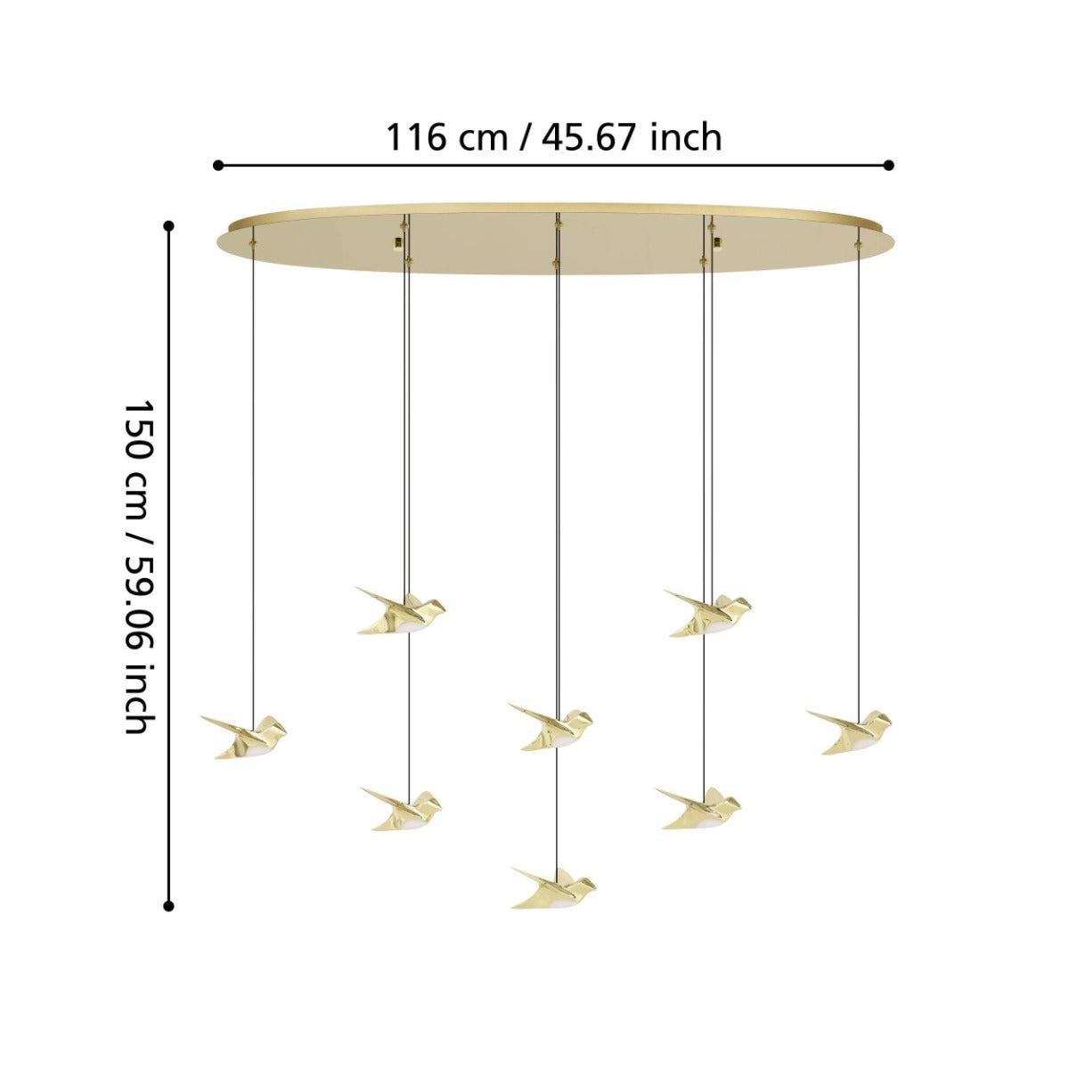PARATEBUENO PENDANT LIGHT 8X3W LED 3000K BRASS ROUND 390397