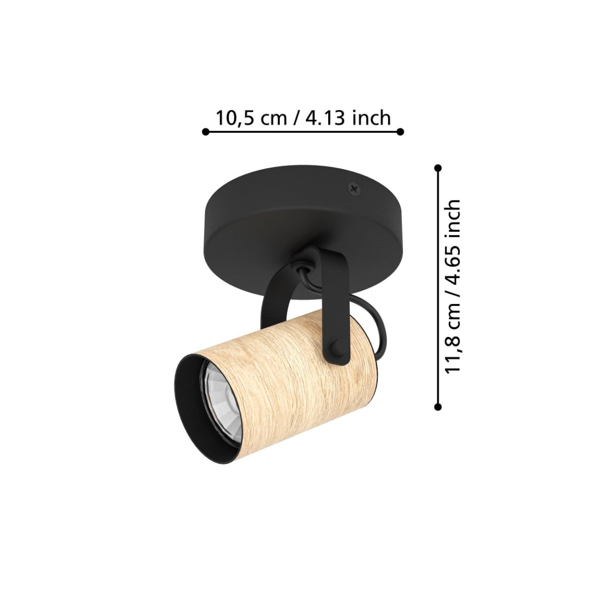 CAYUCA SPOT 1X5W GU10 LED 4000K BLACK WITH WOOD 900436N