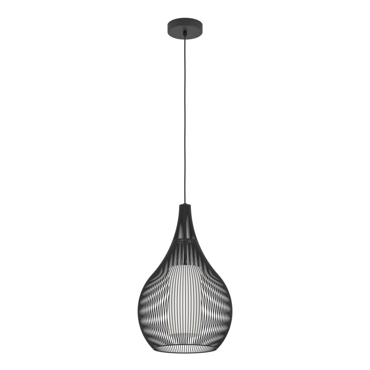Razon 1 Light Pendant Large E27 40W Black 900828N