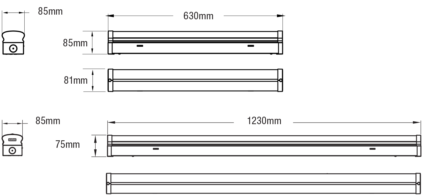 Tradetec Emergency Diffused LED Batten 40w Tricolour 1200mm Microwave Sensor - TLDE34640S