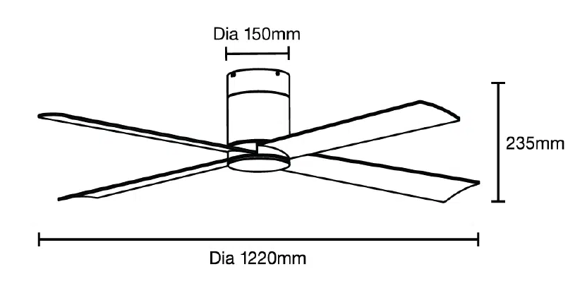 Carrara DC Close to Ceiling 48" Hugger Smart WIFI Ceiling Fan In Black