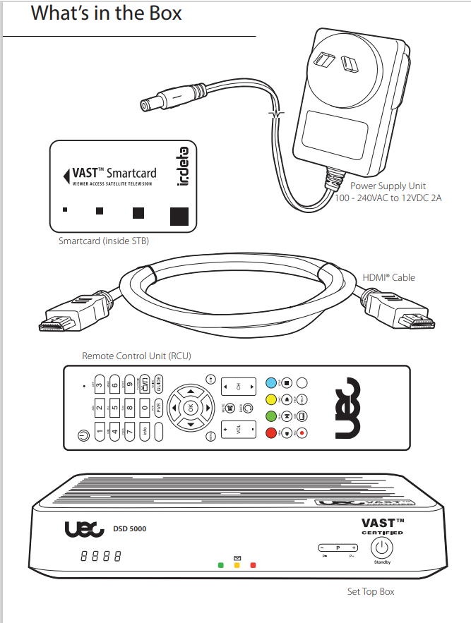 Altech UEC DSD5000 VAST Satellite Receiver 12v DC / 240v AC