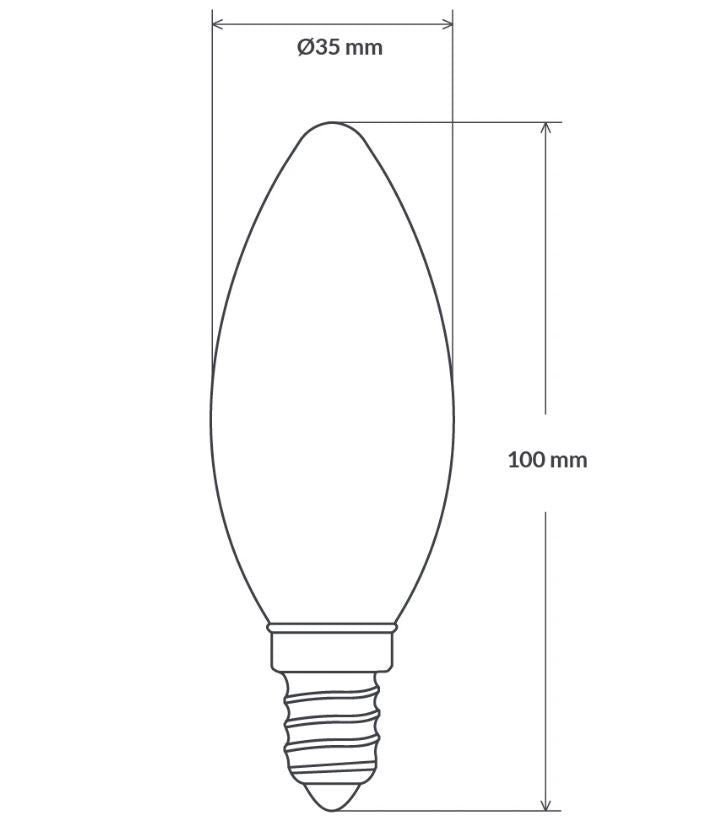 E12 4W Candle Globe Size