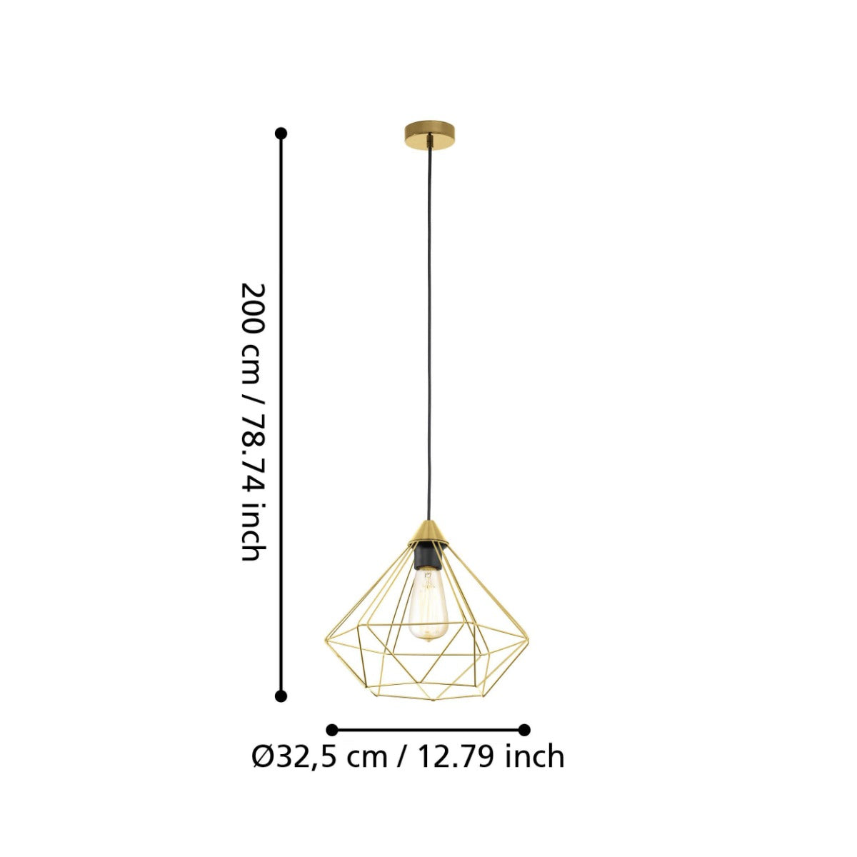 TARBES 1 LIGHT PENDANT 60W E27 BRUSH BRASS LARGE 43679N