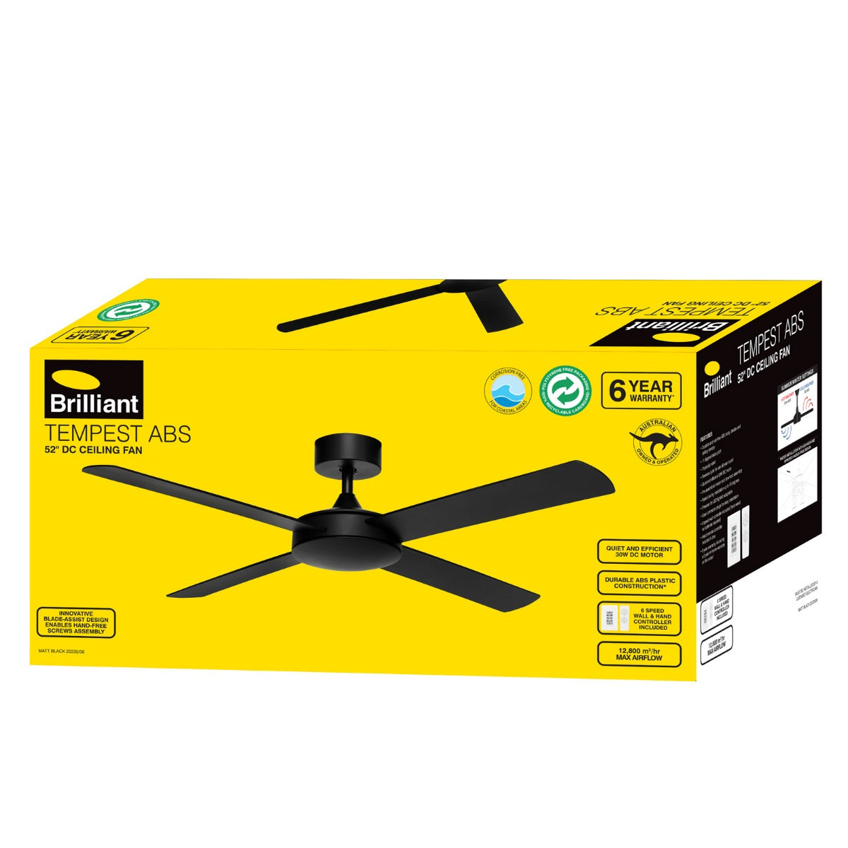 TEMPEST ABS DC 52" CEILING FAN BLACK-22235/06