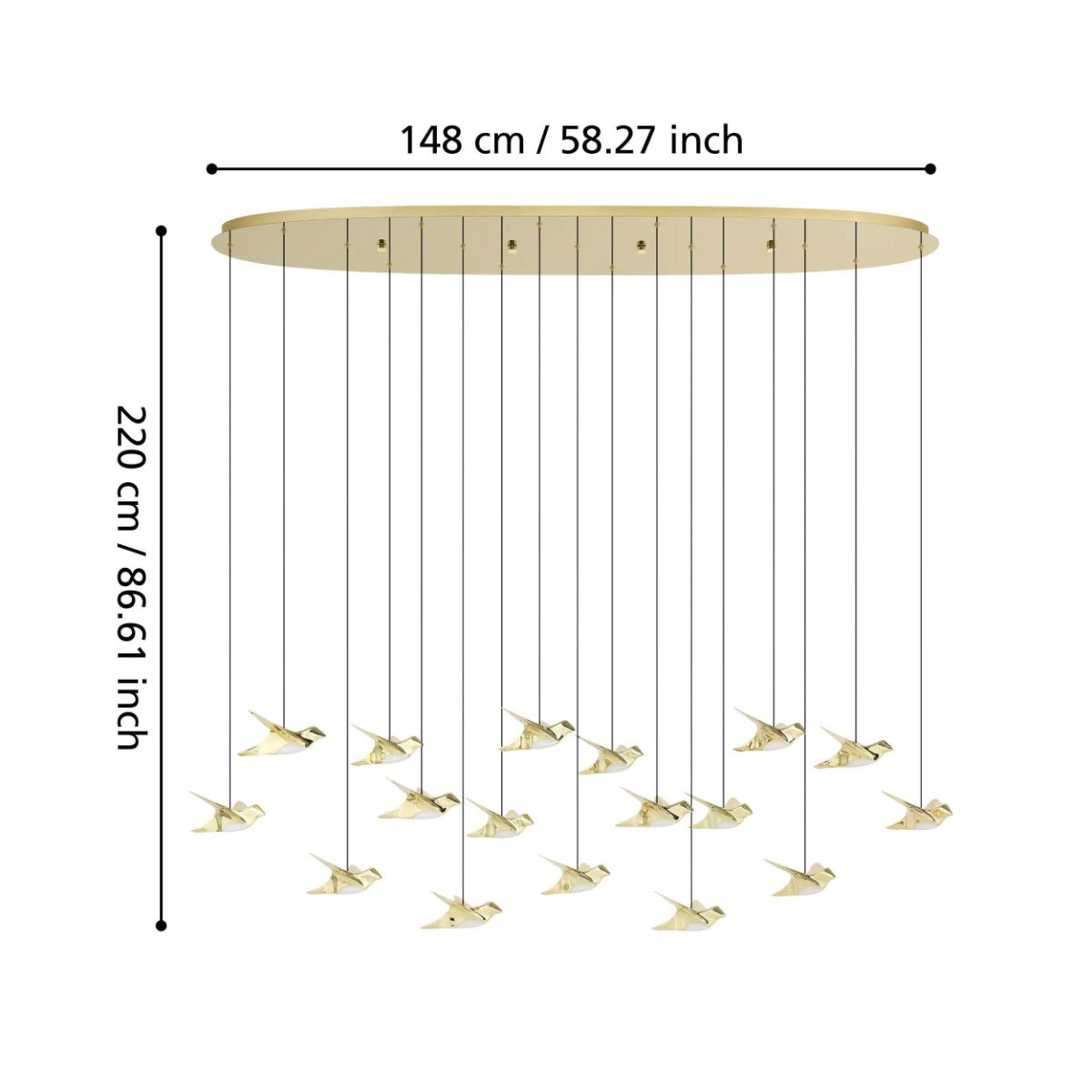 PARATEBUENO PENDANT LIGHT 17X3W LED 3000K BRASS OBLONG 390399