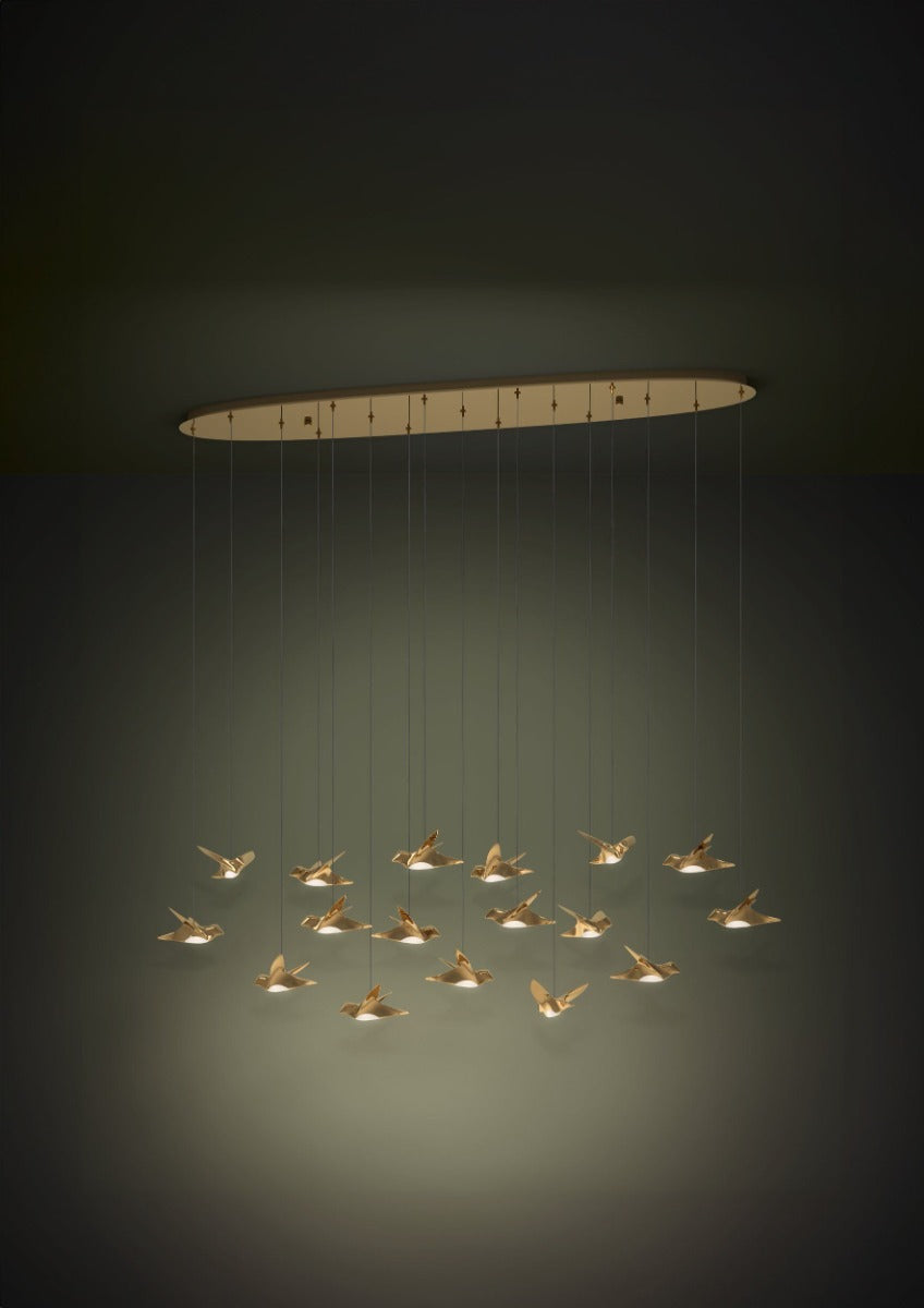 PARATEBUENO PENDANT LIGHT 17X3W LED 3000K BRASS OBLONG 390399