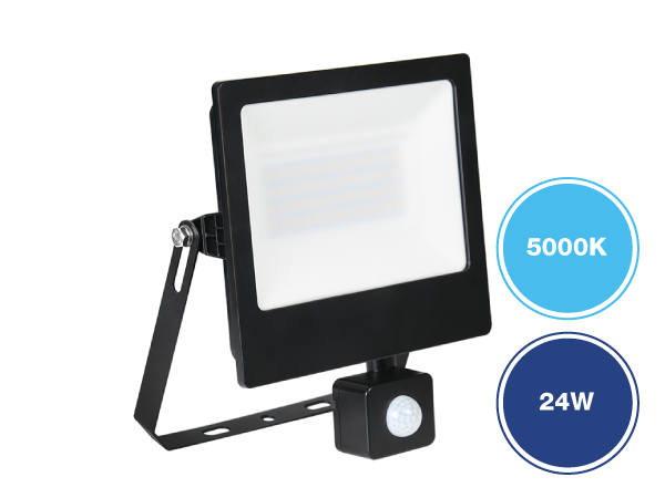 LiteW8  IP65 Residential Floodlight 5000K PIR Sensor BK - 273135S