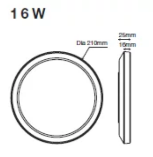 Fino 210mm LED Oyster Light 16w Tricolour White - MLFO34516WD