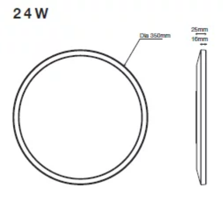 Fino 350mm LED Oyster Light 24w Tricolour White - MLFO34524WD