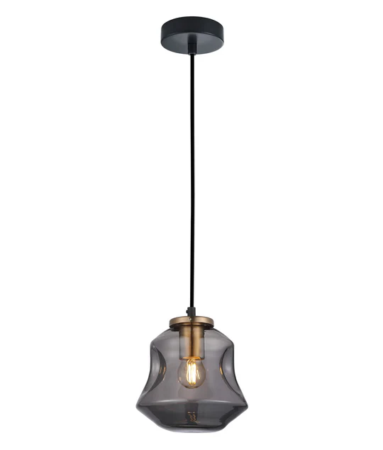 FOSSETTE Dimpled Smoked Mirror Effect Angled Bell Glass Pendant Light FOSSETTE1