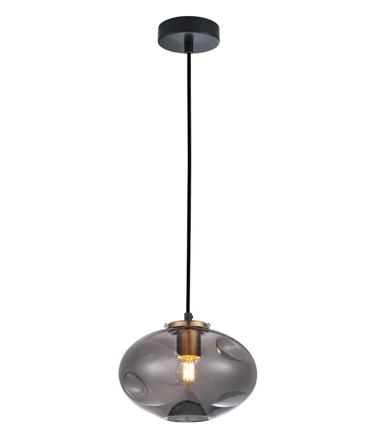 FOSSETTE Dimpled Smoked Mirror Effect Oval Glass Pendant Light FOSSETTE4