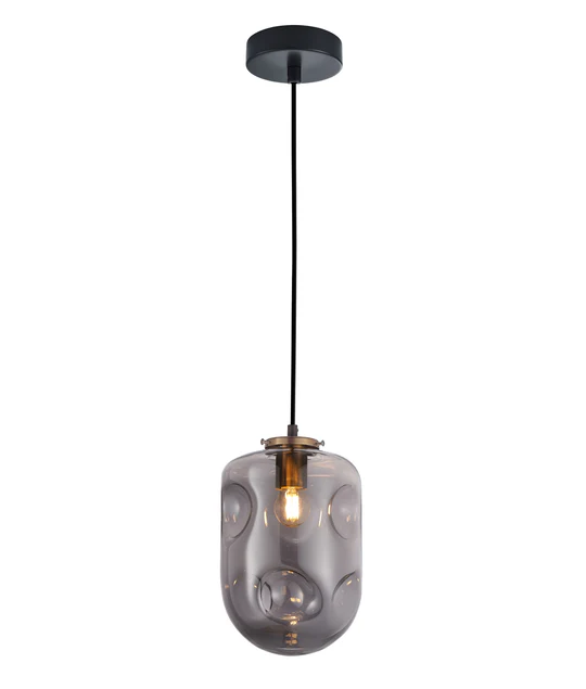 FOSSETTE Dimpled Smoked Mirror Effect Oblong Glass Pendant Light FOSSETTE2