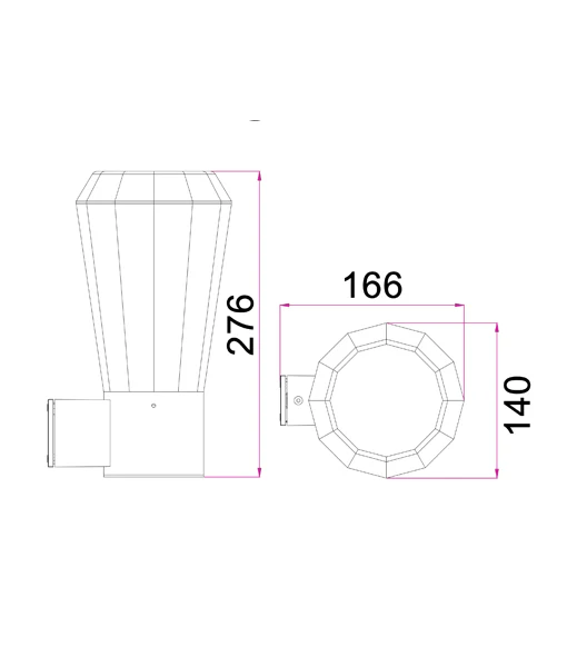 WALL LED S/M Dark Grey Tapered GEB1 CLA Lighting