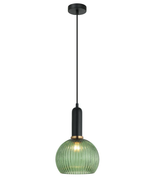 VINTAJ Green Wine Glass Shape Ribbed Glass Pendant Lights VINTAJ2