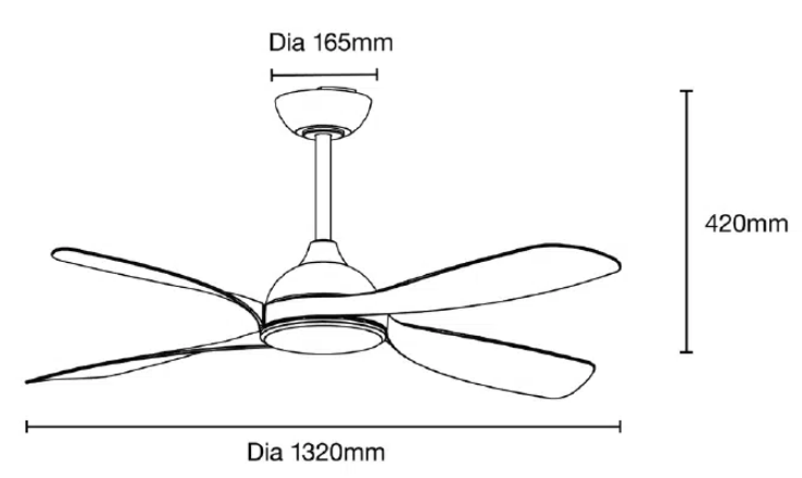 Hampton DC 52" Smart WIFI Ceiling Fan In Black MHDC134M