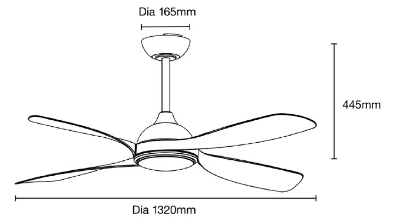 Hampton DC 52" Smart WIFI Ceiling Fan with Dimmable CCT LED Light In Black MHDC1343M
