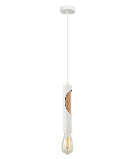 IDA Interior Iron & Blonde Wood Tube Pendant Lights IDA2